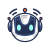 Dark Blue & White Robot Circle Sticker
